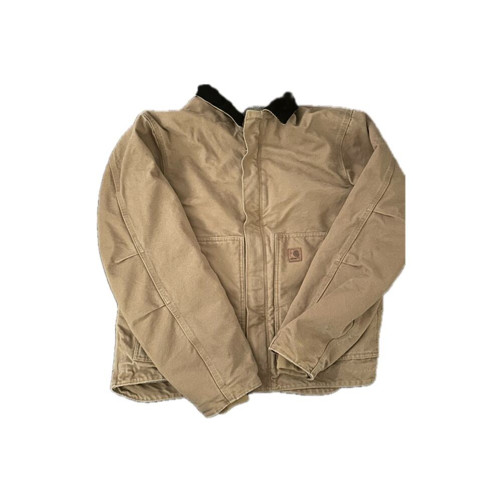 Vintage Carhartt Mens Blanket faux Sherpa Lined Barn Coat Zip  Brown L tall